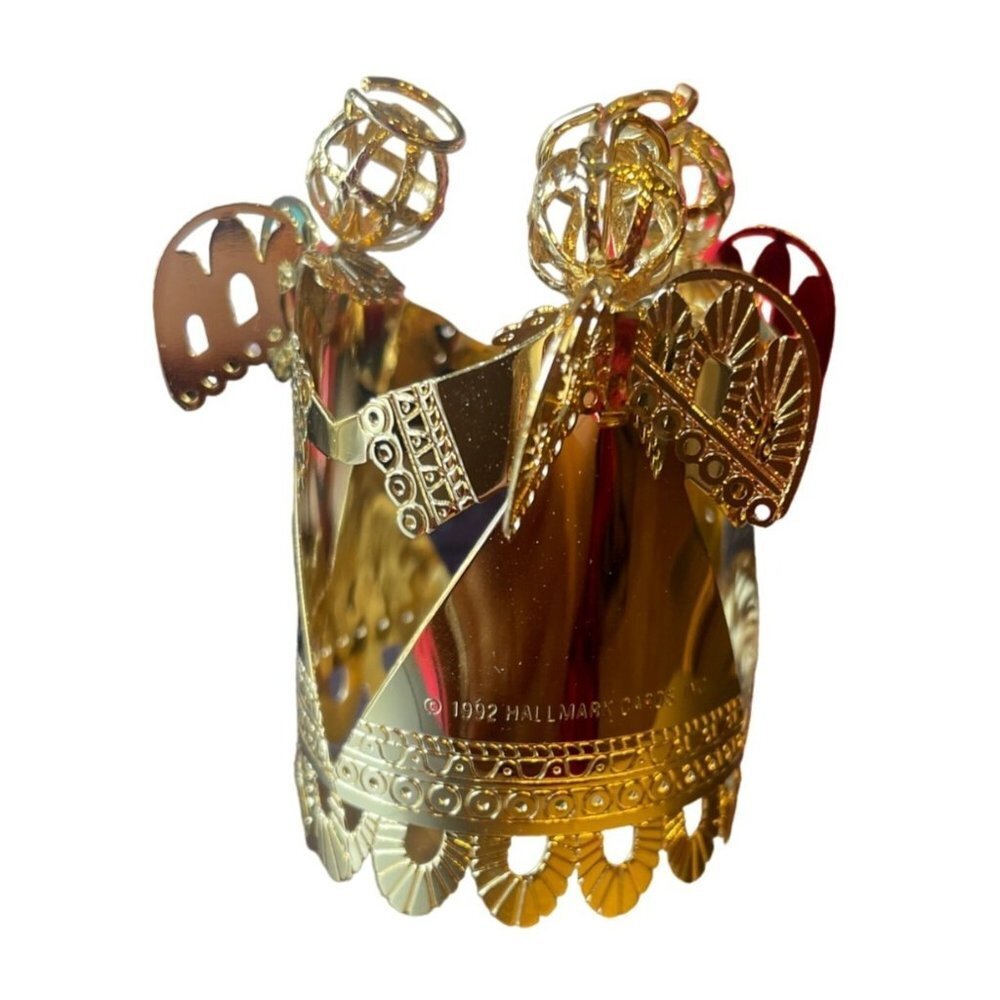 Hallmark Keepsake Ornament 1992 Miniature Brass Dancing Angels Tree Topper - Picture 3 of 5